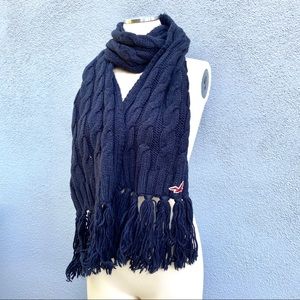 Hollister Navy Blue Cable Knit Scarf